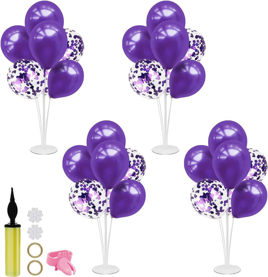 Purple Balloon Stand Centerpiece Table Decorations for Birthday Bridal Shower Wedding Engagement Mother's Day Graduation Halloween Party Decorations(Purple set4)