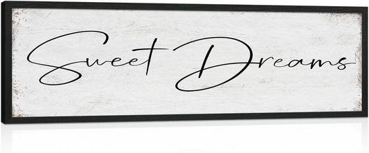 Sweet Dreams Sign Bedroom Decor: Sweet Dreams Wall Decor Above Bed Large Farmhouse Guest Room Hanging Plaque Framed Wall Art for Over Bed 12" x 40"