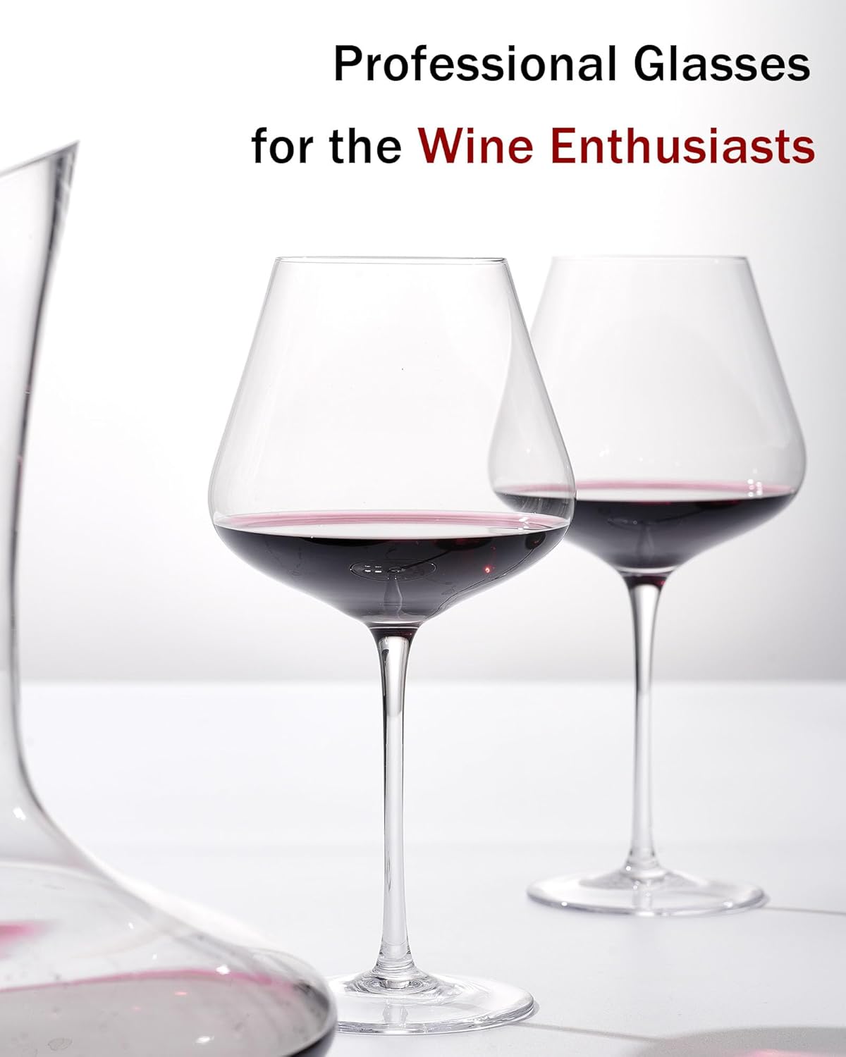 JBHO Set of 4-21 Ounce Hand Blown Italian Style Crystal Burgundy Wine Glasses - Lead-Free Premium Crystal Clear Glass - Gift-Box for any Occasion