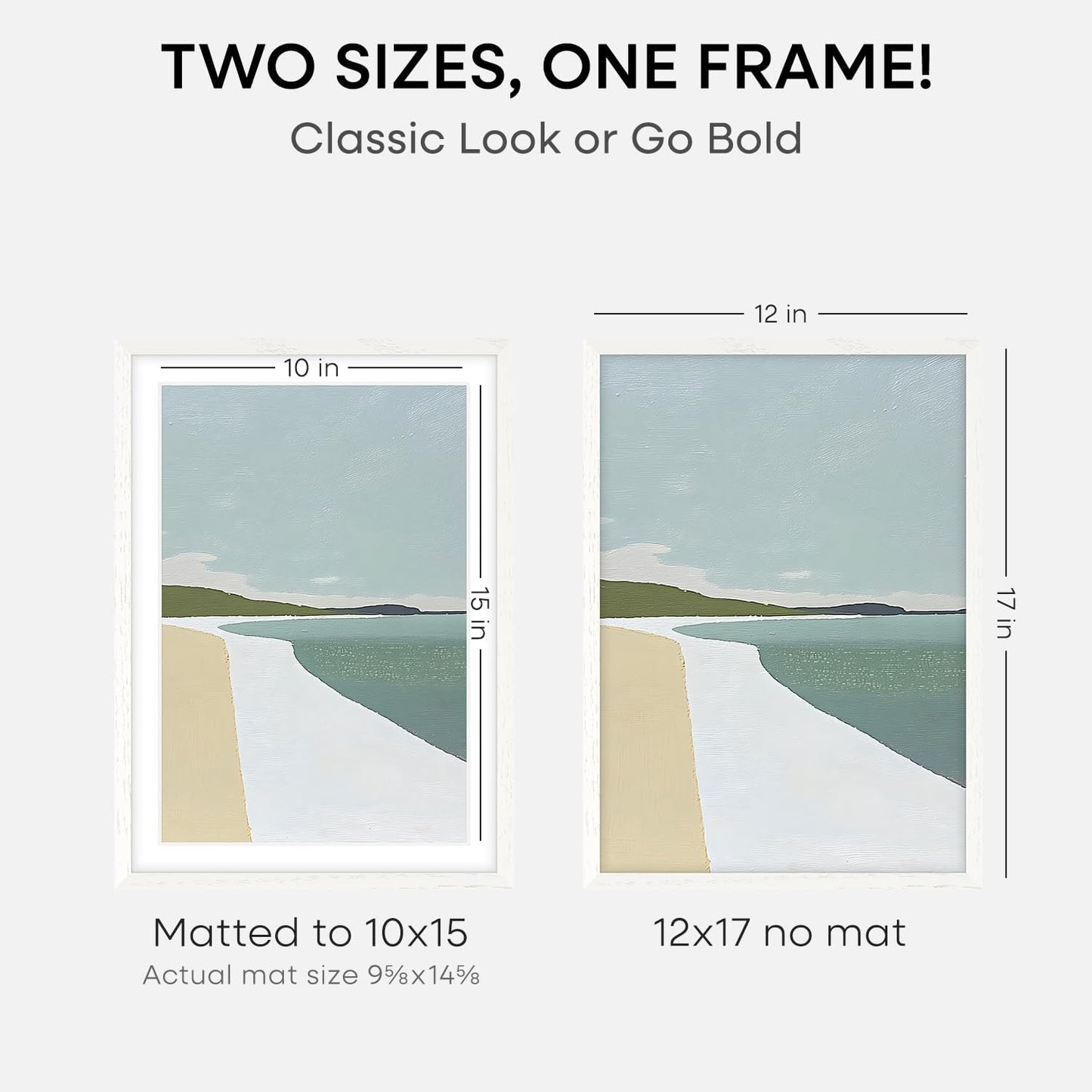 Homeforia 12x17 White Picture Frame, High End Oak 12x17 White Wooden Poster Frames with Mat 10x15 for Print, 12 x 17 Wood Frame Matted to 10 x 15 Photo, 17x12 Frame, Tempered Glass, Wall Kit, Set of 1