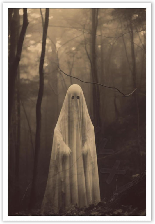 Ghost Forest Spooky Print Poster The Gothic Room Decor Creepy Picture Posters Dark Academia Aesthetic Family Prints Canvas Wall Art Home Apartment Decorations 12X16inch Unframed