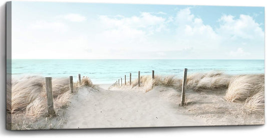 Large Canvas Wall Art Sky Beach Painting Picture Print on Canvas Framed Wall Art for Living Room Wall Decor for Bedroom Modern Coastal Landscape Room Decorations Artwork Size 60x30 Ready to Hang