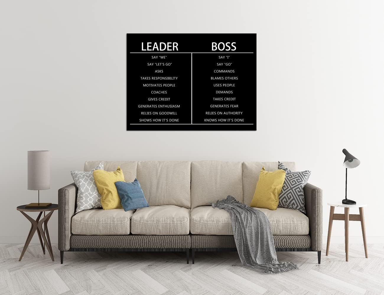 Leader Boss Difference Inspirational Wall Art for Office Motivational Black Positive Guide Canvas Poster Painting Prints Wall Pictures for Living Room Home Decor Framed Artwork [36''W x 40''H]