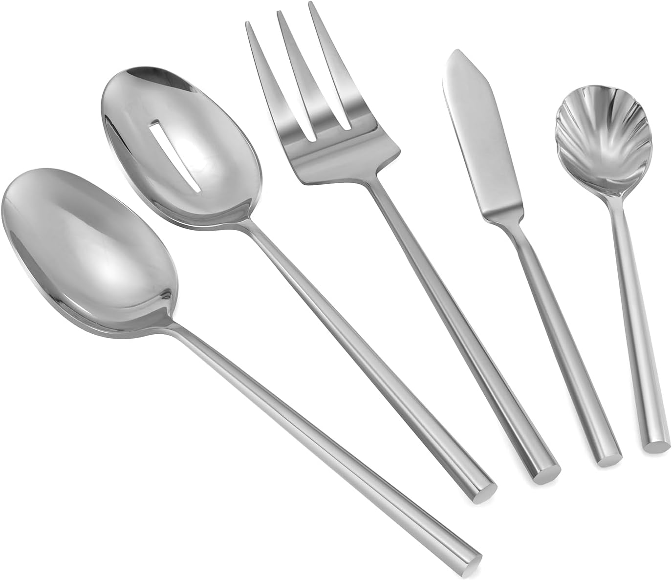 Silverware 45-Piece Flatware Set with Serving Utensils Stainless Steel Thick Heavy Mirror Polished Silver Cutlery Set for Wedding Hotel Restaurant, Service for 8