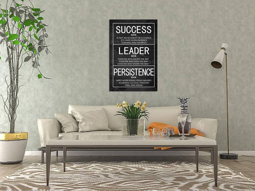 Success Leader Persistence Inspirational Wall Art Motivational Poster Inspiration Canvas Prints Artwork for Living Room Modern Home Decor Painting Stretched and Framed Ready to Hang [24''Wx 36''H]