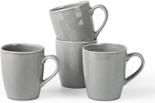 famiware Aurora Coffee Mugs, 14oz Mug Set of 4, Stoneware Mug, Cups for Kitchen, Cappuccino, Latte, Reactive Glaze, Microwave Safe, Scractch-resistant, Slate gray