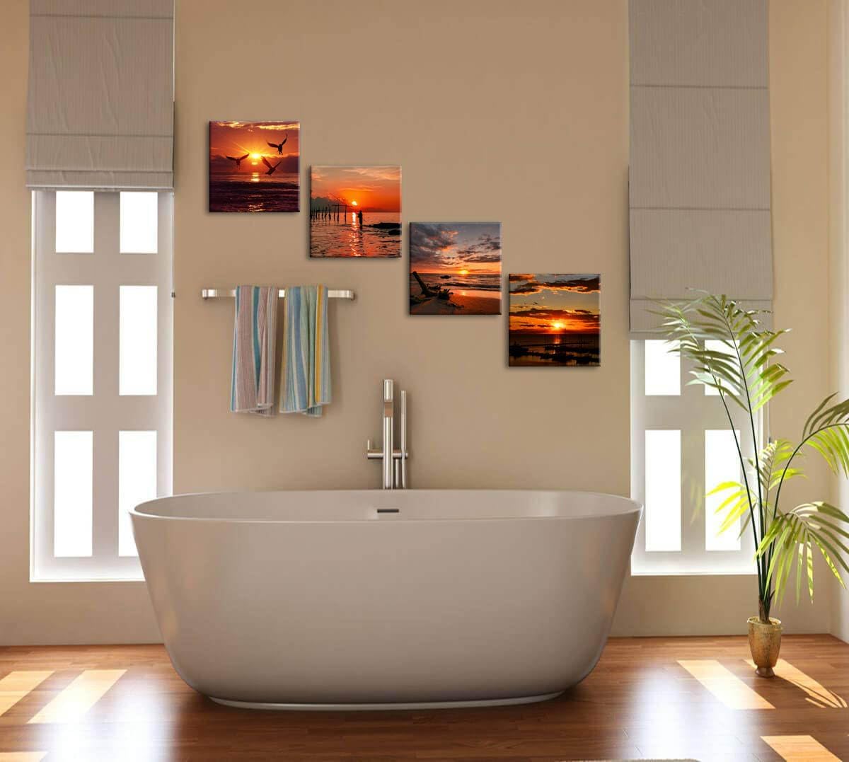 Yxbhhym-Black and Red Ocean Wall Art Beach Pictures Sea Sunset Wall Art Sunrise canvas prints photos Seascape poster painting Framed wall decor Bedroom Living Room Decor Bathroom Accessories