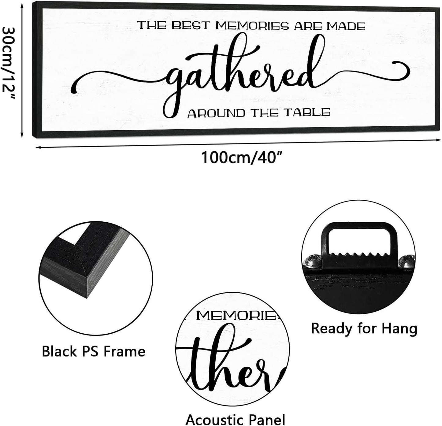 The Best Memories Are Made Gathered Around The Table Wall Decor: Farmhouse Kitchen Wall Art Framed Large Rustic Kitchen Sign Modern Dining Room Wall Decor Hanging Wall Plaques 12"x40"