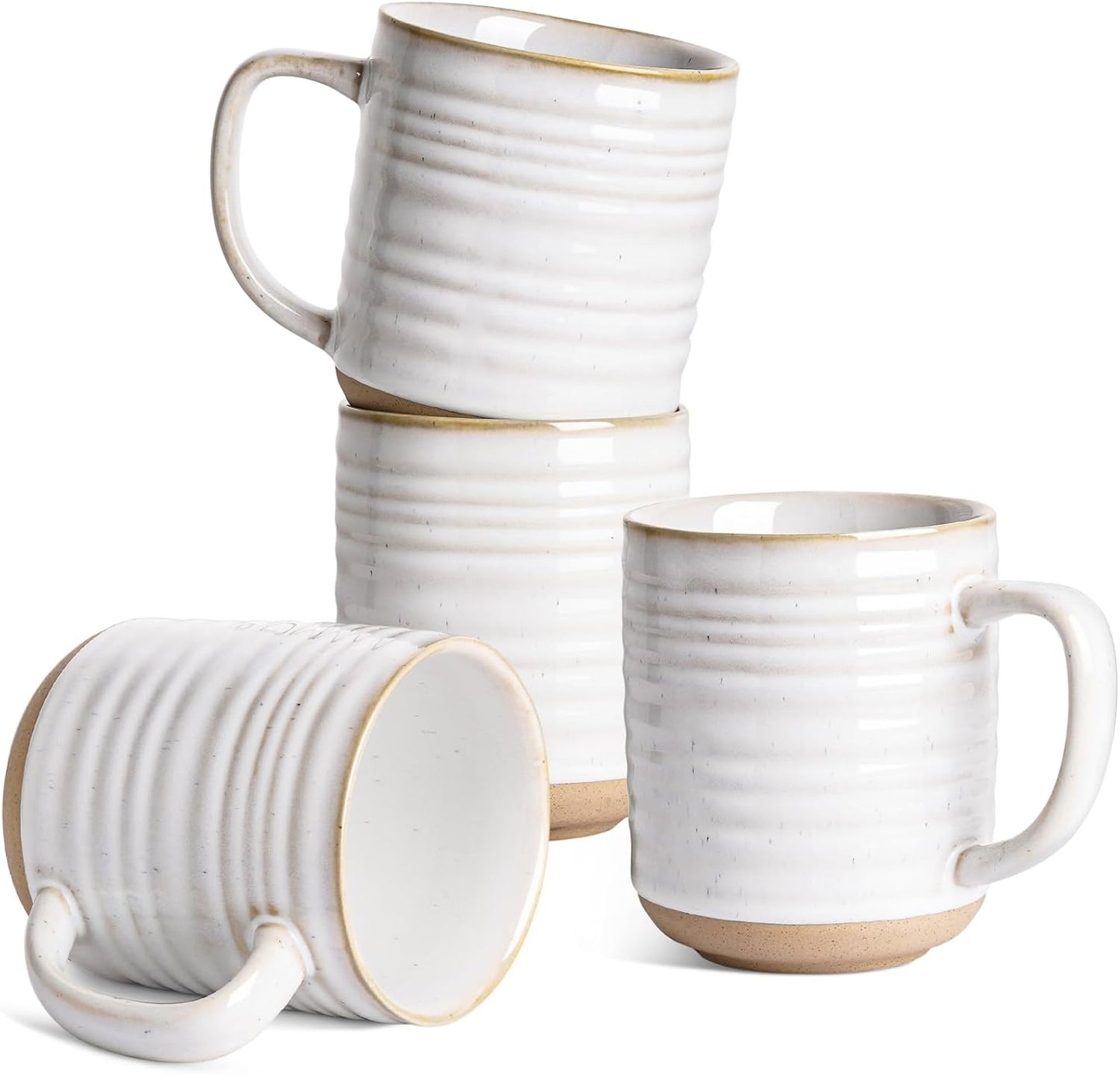 LE TAUCI Coffee Mugs 15 oz,Ceramic Mug Set, Coffee Cups for Latte, Hot Tea, Cappuccino, Mocha, Cocoa, Dishwasher Safe, Suit For Housewarming Wedding- 3.5 inch, Set of 4, Arctic White
