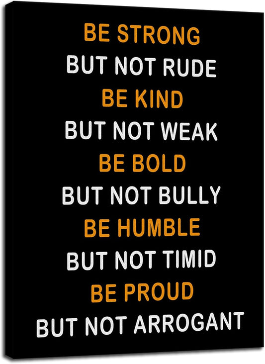 Office Wall Decor Inspirational Canvas Wall Art Motivational Prints Posters Be Strong Inspiring Positive Quotes Pictures Prints Artwork Living Room Decor for Home Framed Ready to Hang [18''Wx 24''H]