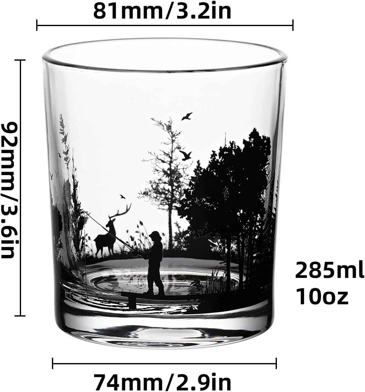 Old Fashioned Whiskey Glasses, Stemless Wine Glasses with Gift Box, 10Oz Rocks Glass for Scotch Cocktail Bourbon Vodka Liquor, Unique Gifts for Dad, Husband, Father's Day, Anniversary