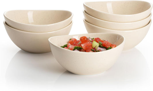 Sweese 4 oz porcelain bowls set of 6 - small dipping, sauce, snack side dish bowls - microwave, dishwasher, oven safe beige