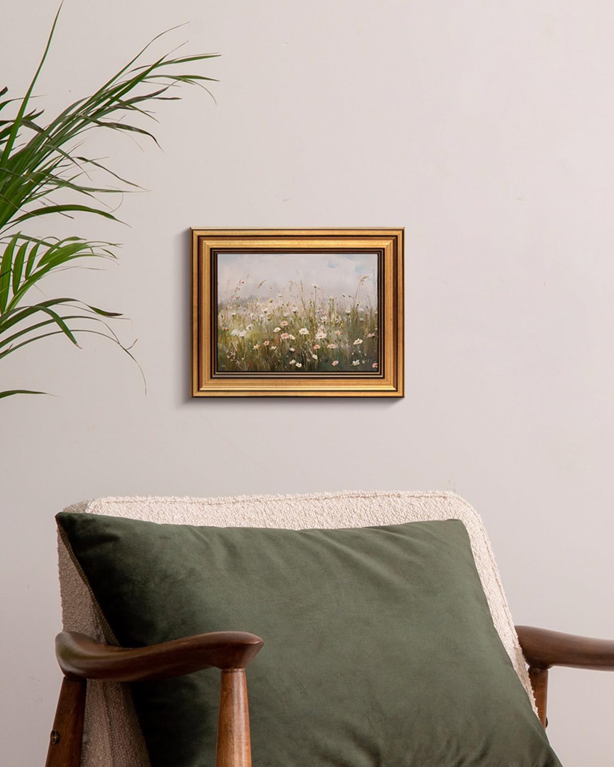 HUARCEY Gold Framed Vintage Wall Art for Living Room Wildflower Field Landscape Decor Aesthetic Mother Day Gift for Mom Oil Painting Flower Wall Print Floral Pictures Canvas Artwork Shelf Decor 8x10in