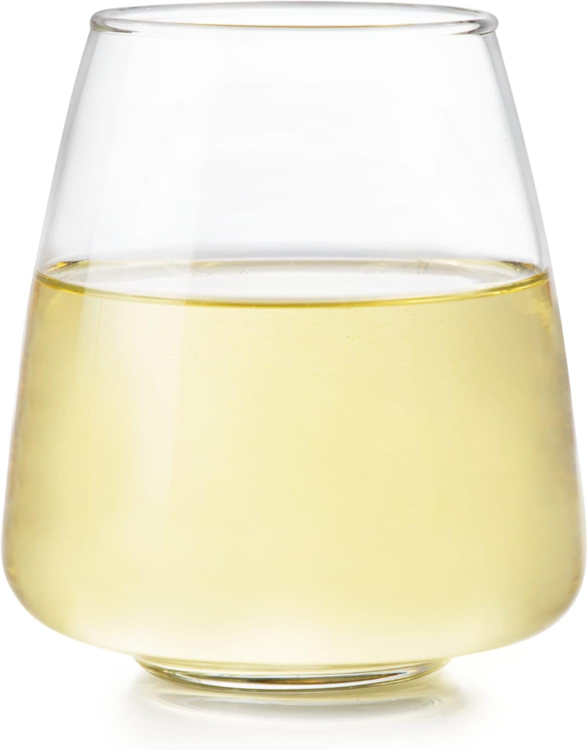 Libbey Stackable Stemless Wine Glasses Set of 6, Tapered Bulb Shaped All Purpose Wine Glass Set, Dishwasher Safe Glass Wine Glasses, Cocktail