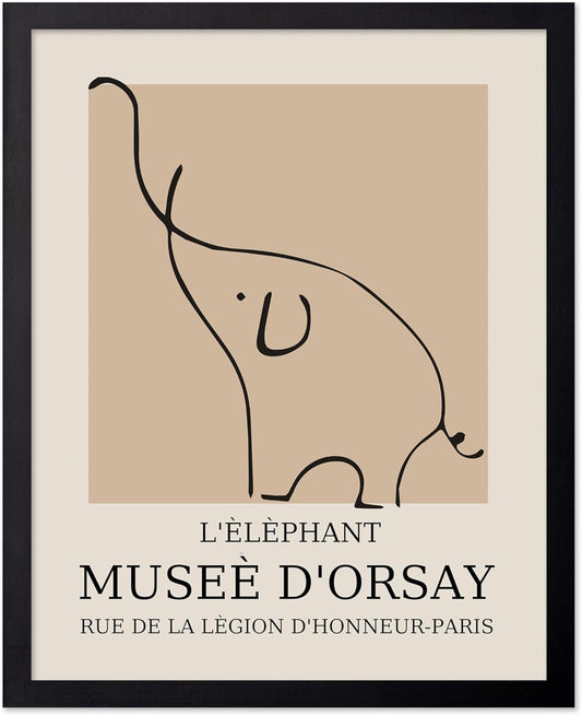 Poster Master Vintage Poster - Retro Minimalist Print - Gift for Artist, Housewarming - Elephant, Line Drawing, Sketch, Abstract - Wall Decor for Living Room, Bedroom, 24x32 Unframed Wall Art