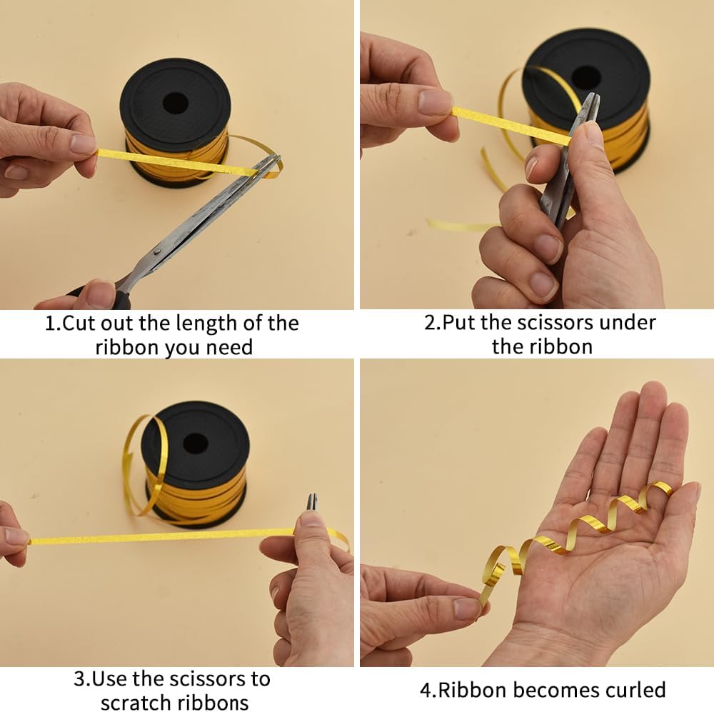 BEISHIDA 3 Pack 100 Yards Red Blue Gold Curling Crimped Glitter Ribbon Balloon String Shiny Metallic Gift Wrapping Ribbon Birthday Party Christmas Festival Art Craft Decoration