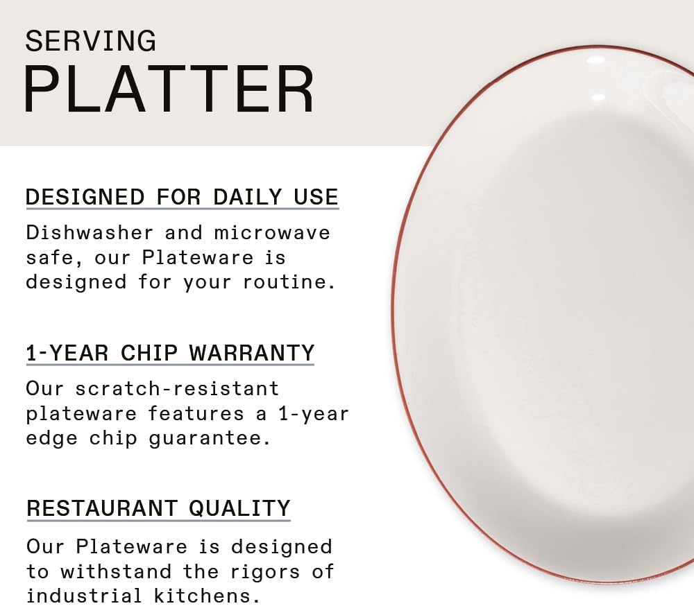 Made In Cookware - Serving Platter - White With Red Rim - Porcelain England