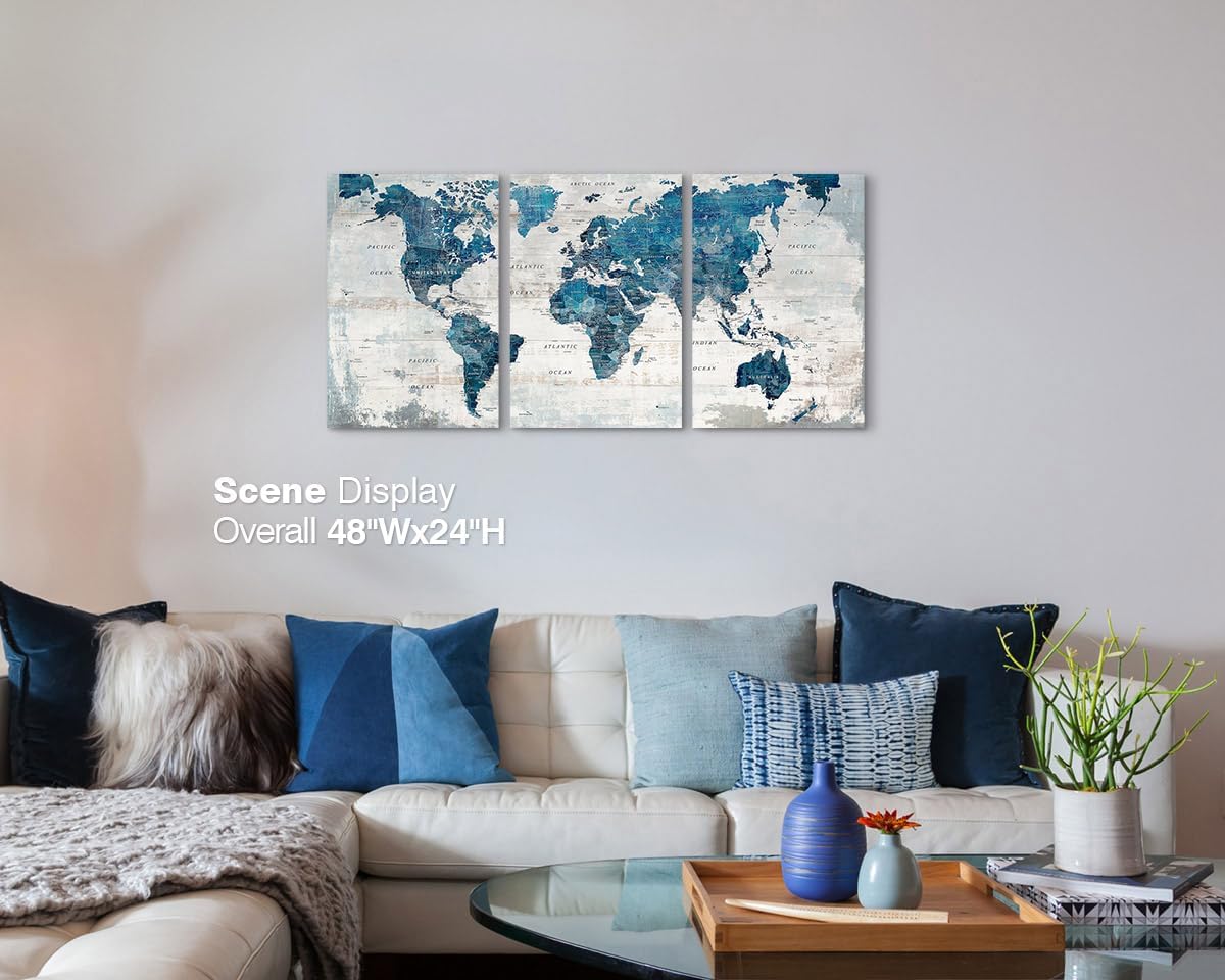Living Room Wall Art Office Pictures Wall Decor for Bedroom Canvas World Map Art Kitchen Decor Framed Paintings for Wall Decorations