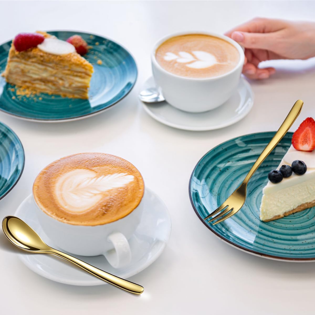 Berglander Gold Silverware Set 48pcs Service for 12, Golden Titanium Plating Stainless Steel Flatware Set, Gold Spoons Forks Knives Set for Home, Wedding, Restaurant, Hotel, Dishwasher Safe