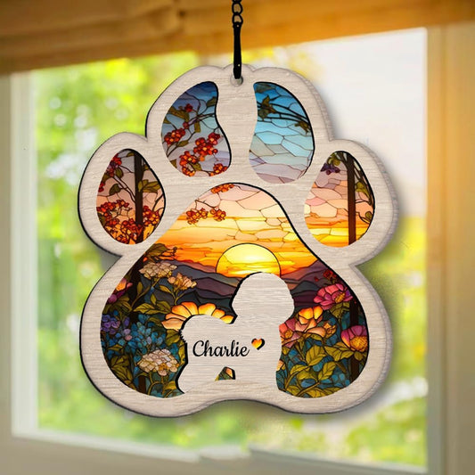 Personalized Bichon Frise Suncatcher Dog Memorial Gifts, Custom Bichon Frise Ornament Christmas Tree, Pet Remembrance Gift, Loss of Dog Sympathy Gift, Pets Memorial Ornament, Pet Loss Suncatcher