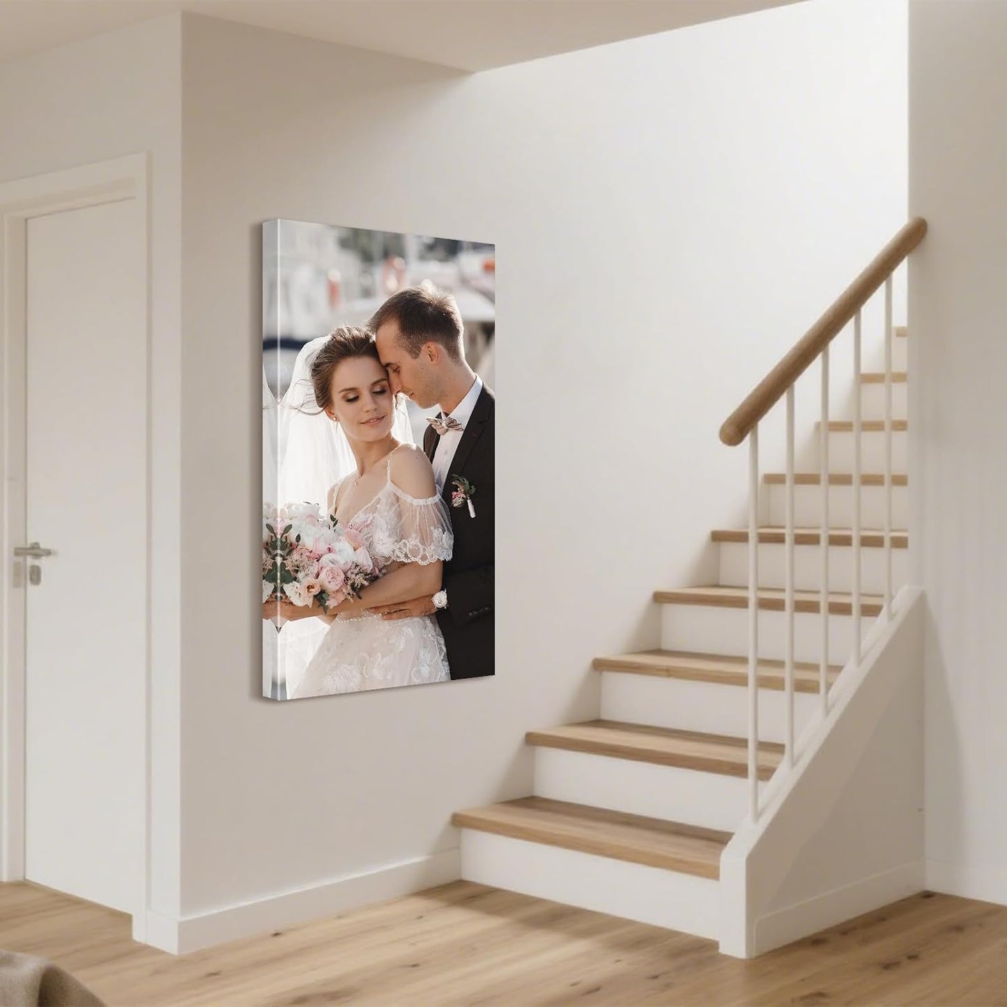 Personalized Custom Canvas Prints with Your Photos & Text, Customized Picture Print, Transform Own Images Into Framed Wall Art Digitally Printed Photo to Canvas, Keepsakes Gifts for Family 16x32’’