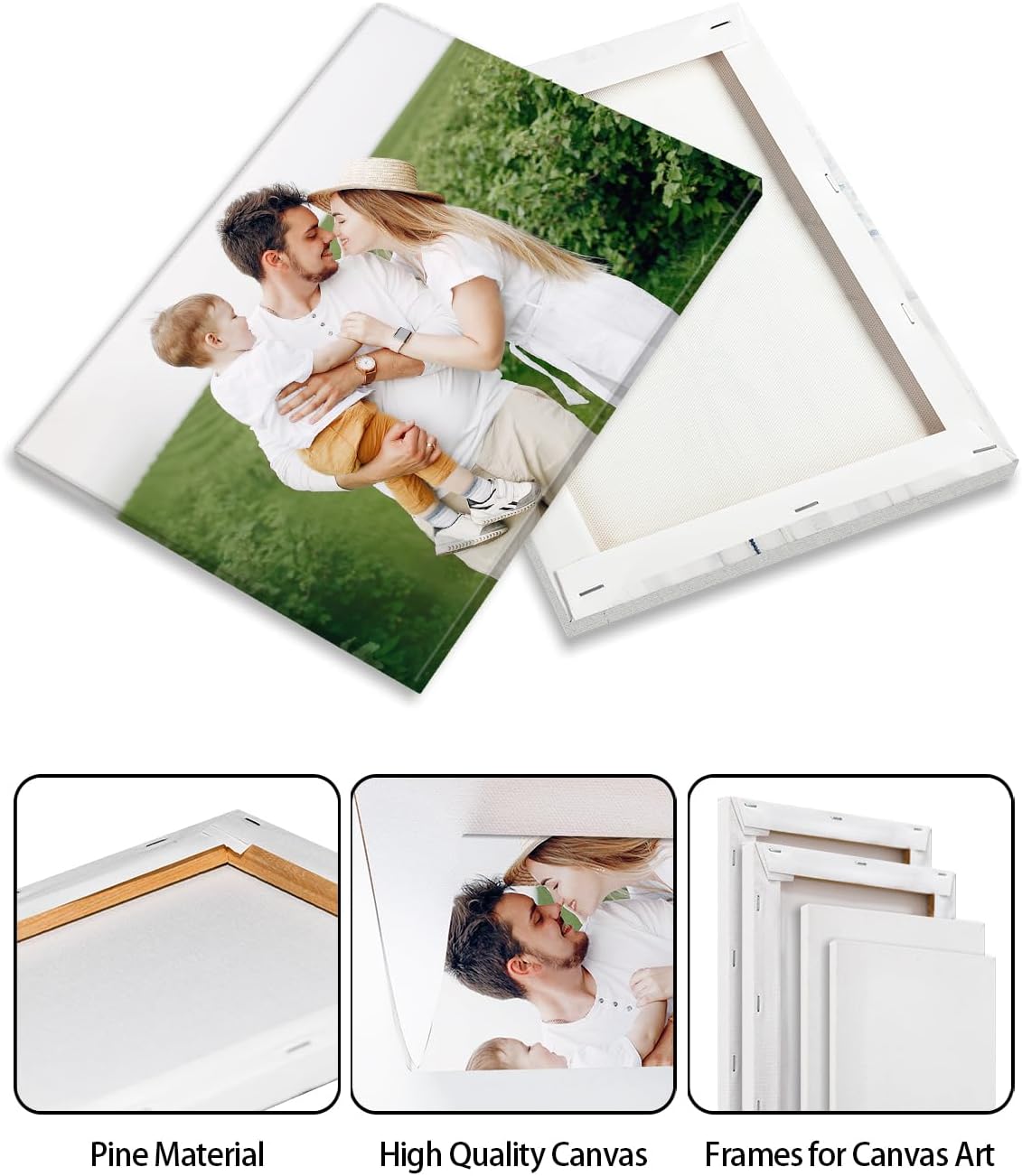 Personalized Custom Canvas Wall Art, Custom Canvas Prints with Your Photos for Living Room, Bedroom, Wedding Pet Baby Family Photo Framed Wall Art, Customized Photo Gift for Family，Friend，Lover，Pet