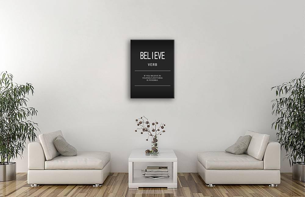 Believe Verb Motivational Quotes Canvas Wall Art Inspirational Positive Poster Print Inspiring Picture Painting Framed Artwork for Office Gym Living Room Wall Decor Ready to Hang[30" W X 40" H]