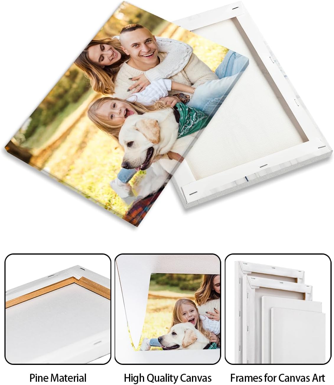 AbcCustomize Canvas Prints with Your Photos, Personalized Photo To Canvas Print for Bedroom, Living Room, Farmhouse Office Decor,Custom Canvas Wall Art for Gifts & Keepsakes, Ready to Hang