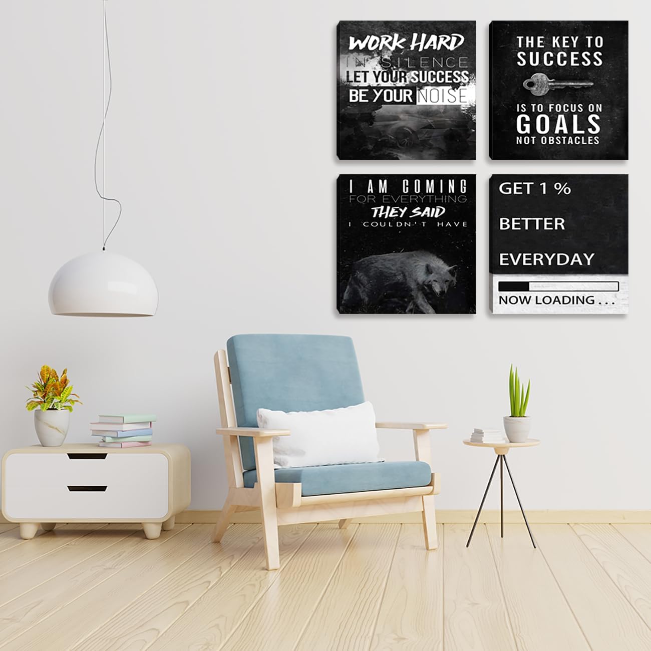 Motivational Wall Decor Art Inspirational Success Canvas Poster Artwork Positive Quote Painting Office Wall Decor Art for Women Men Company Bedroom Living Room Home Decoration Framed 12”X12”X4