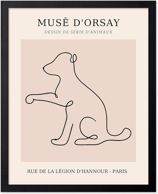 Poster Master Vintage Poster - Retro One Line Dog Drawing Print - Dog Art - Minimal Gift for Men, Women, Animal Lover - Abstract Wall Decor for Home, Office, Bedroom - 16x20 UNFRAMED Wall Art