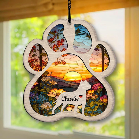 IZI POD Personalized American Staffordshire Terrier Suncatcher Dog Memorial Gifts, Custom American Staffordshire Terrier Ornament Christmas Tree, Dog Remembrance Gift, Pet Memorial Ornament