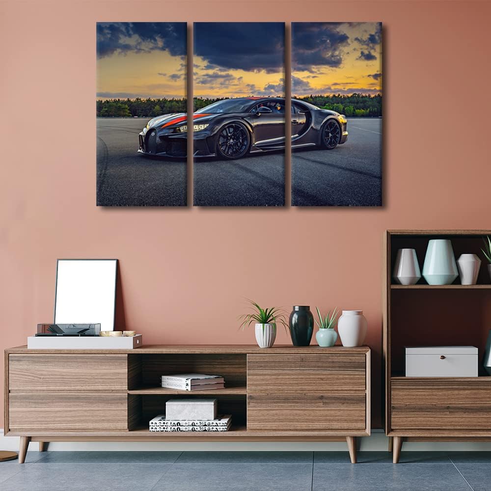 TUMOVO Supercar Poster Decor Canvas Wall Art Painting Sports Car Under Dark Clouds Wall Decor for Living Room Pictures Print on Canvas Framed Modern Artwork for Home Bedroom Decorations, 36" Wx24 H