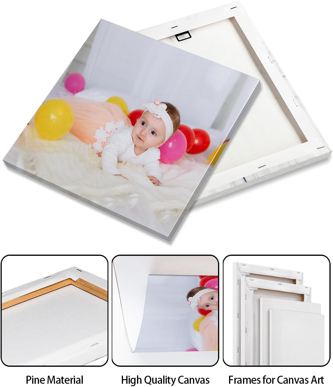 Personalized Custom Canvas Wall Art, Custom Canvas Prints with Your Photos for Living Room, Bedroom, Wedding Pet Baby Family Photo Framed Wall Art, Customized Photo Gift for Family，Friend，Lover，Pet