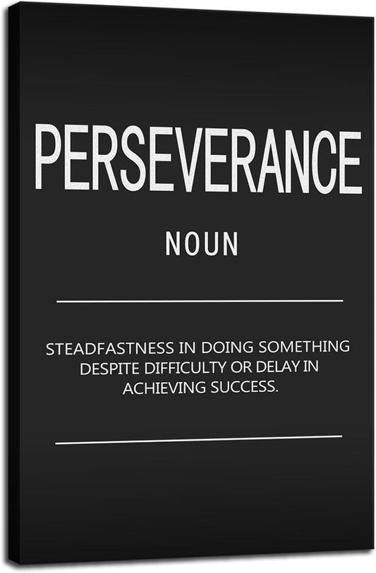 Office Decor Inspirational Canvas Wall Art Motivational Painting Perseverance Noun Pictures Modern Inspiring Entrepreneur Quote Success Posters and Prints Artwork Home Gym Decor[24" W x 36" H]