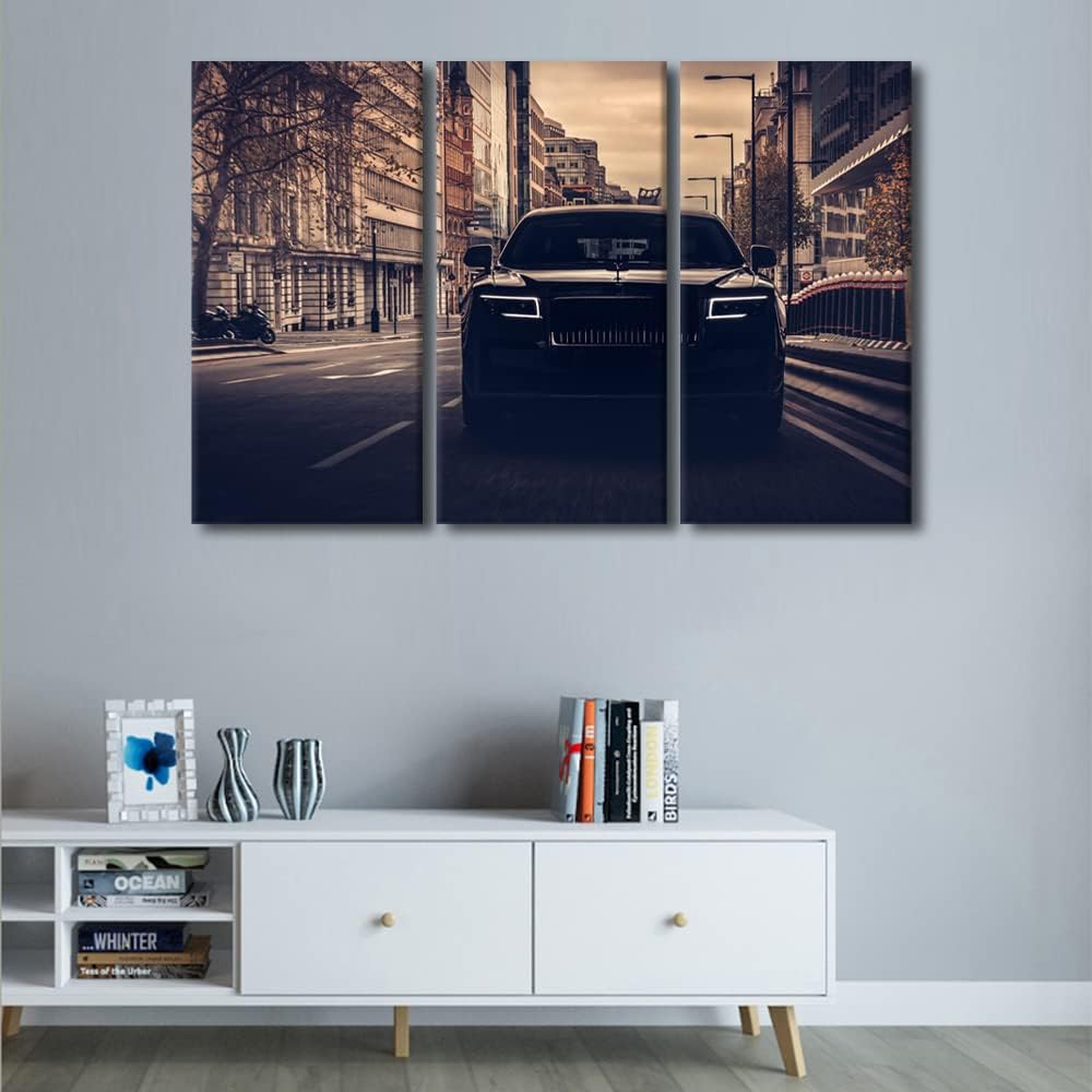 Canvas Wall Art for Living Room Retro Large Wall Art Black Super Car on the Street Modern Artwork Contemporary Home Decor Rustic Print On Canvas Ready to Hang for Teen Boys Bedroom Office 60"Wx40"H
