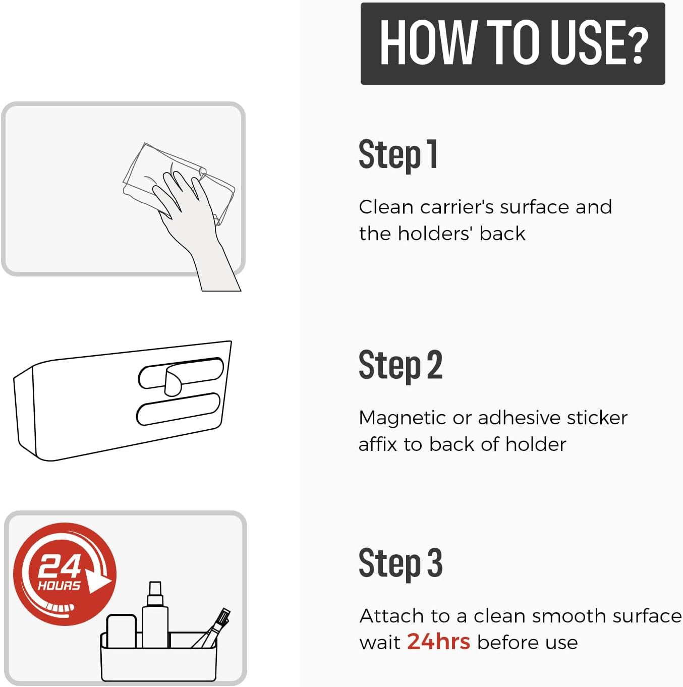 loukin Magnetic and Adhesive Marker Holder, Dry Erase Accessory Tray, Magnetic Storage Organizer for Whiteboard, Glass or Refrigerators 2 Pack(White)