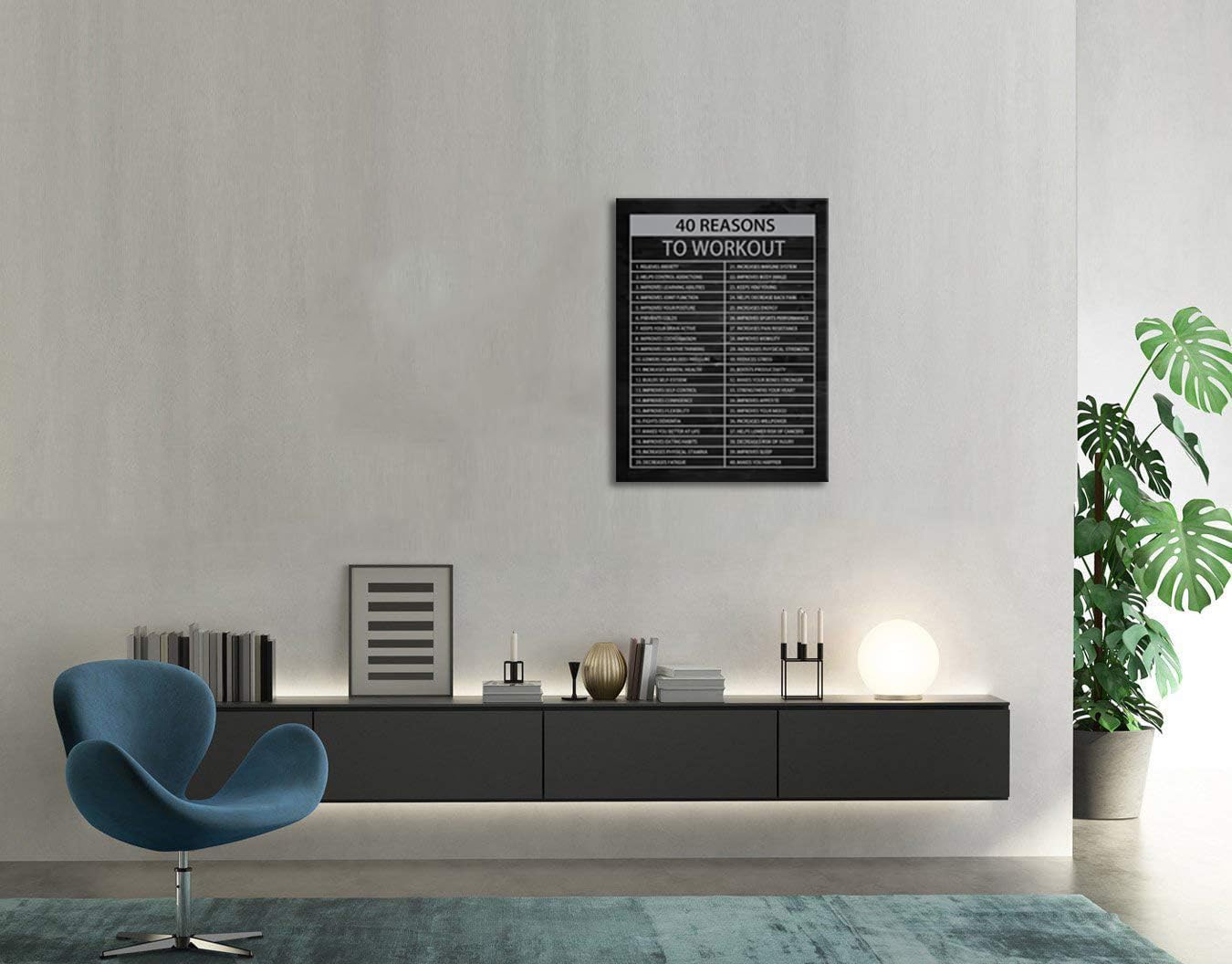 Inspirational Canvas Wall Art 40 Reasons to Workout Painting Inspirational Poster Motivational Quotes Proverbs Picture Print Artwork Office Home Gym Wall Decor Framed Ready to Hang[30" W X 40" H]