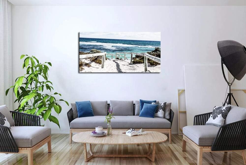 DZL Art S74250 Rottnest Island Beach Seascape Painting Sea Nature Pictures Wall Art Canvas Prints Painting Ready to Hang for Living Room Bedroom Decor Office Wall Decor Home Decoration