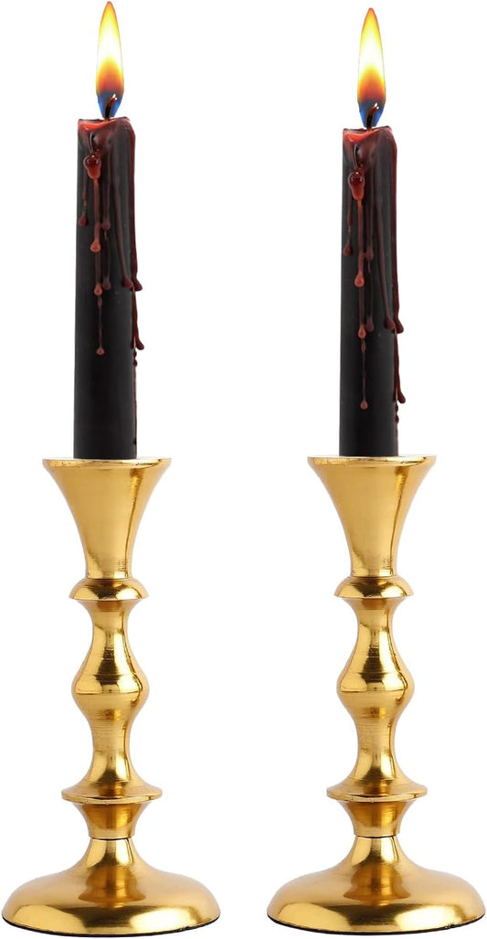 Rely+ Gold Candle Holders Set of 2 Decorative Centerpiece Table Candlesticks Holders for Taper Candles Home Decor Easter Candle Holders for Dinner Party Wedding Decorations