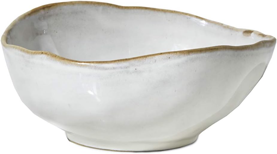 Serene Spaces Living Large Free-Form Edge Glazed Ceramic Bowl, Set of 4, Centerpiece for Vintage Weddings, Events, Measures 6" Long, 5.5" Wide, 2.75" Tall