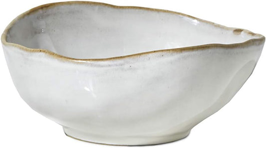 Serene Spaces Living Large Free-Form Edge Glazed Ceramic Bowl, Set of 4, Centerpiece for Vintage Weddings, Events, Measures 6" Long, 5.5" Wide, 2.75" Tall