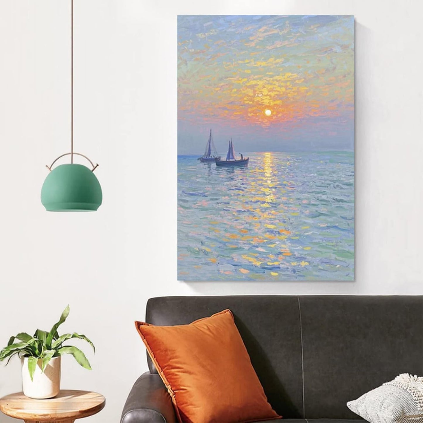 Coastal sailboat scenery poster art decor ocean nautical room decor beautiful sailboat seascape decor suitable for beach villa