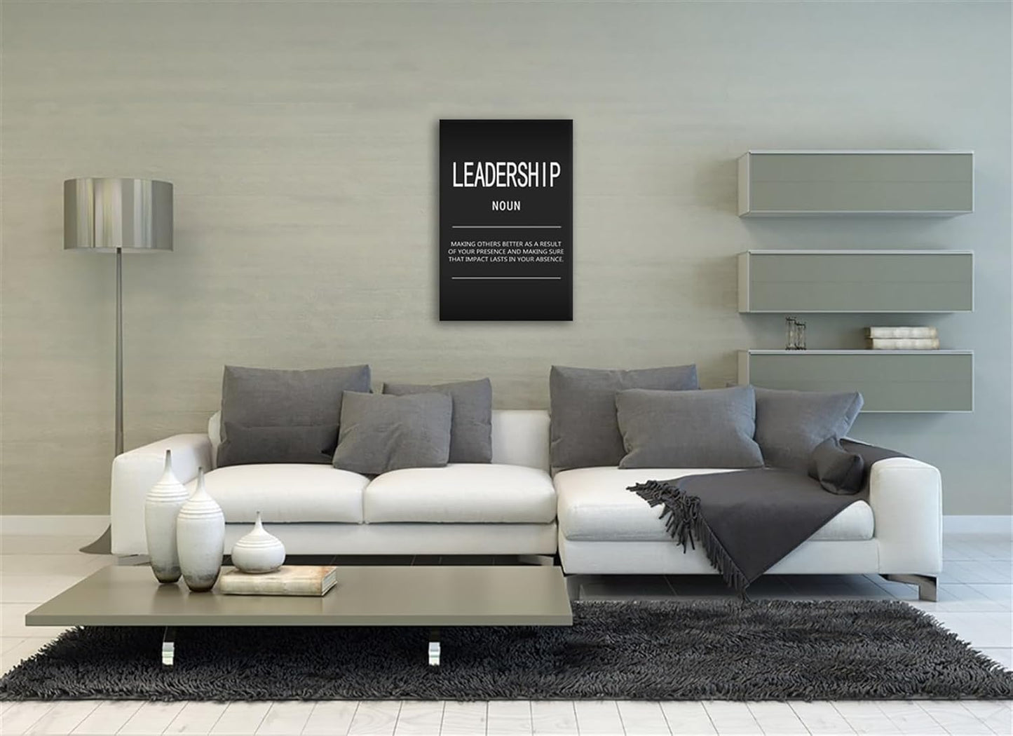 Motivational Canvas Wall Art Office Posters Prints Inspiring Quotes Leadership Noun Inspirational Pictures Artwork Decor for Living Room Home Wooden Framed Ready to Hang[24" W x 36" H]