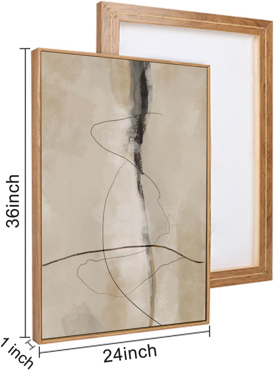 HPINUB Large Modern Abstract Shapes Framed Canvas Wall Art Set,Neutral Black and White Wall Decor,Minimalist Nordic Wall Painting for Living Room,Bedroom,Dining Room,Office -24"x36"x3