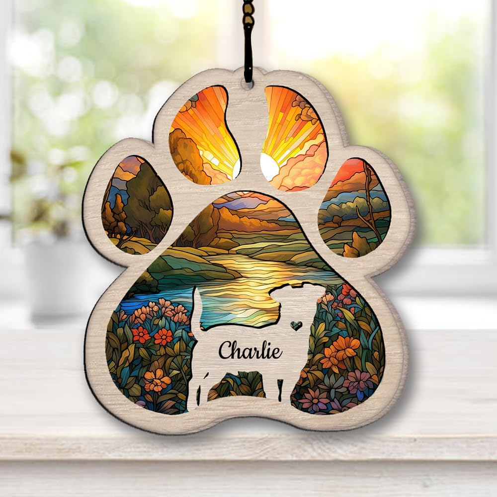 IZI POD Personalized Basenji Suncatcher Dog Memorial Gifts, Custom Basenji Ornament Christmas Tree, Pet Remembrance Gift, Loss of Dog Sympathy Gift, Pets Memorial Ornament, Pet Loss Suncatcher