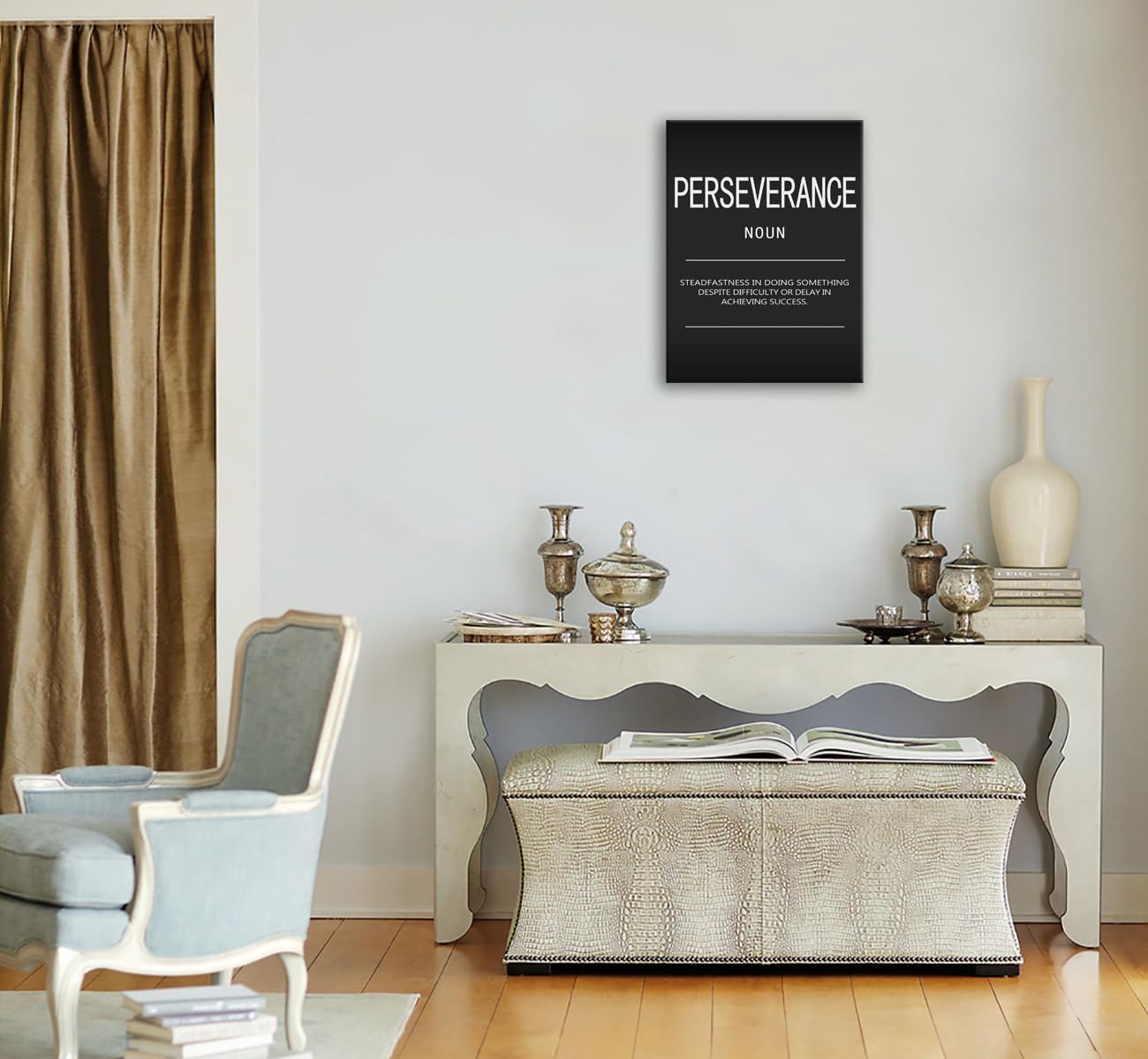 Perseverance Noun Posters Motivational Wall Art Inspirational Prints On Canvas Inspirational Painting Artwork Modern Inspiring Office Living Room Gym Decor Framed Ready to Hang[18" W x 24" H]
