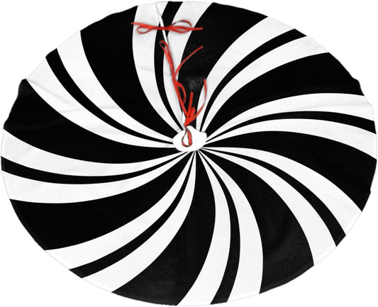 Christmas Tree Skirt,Mint Sugar Double Swirl Candy Black Xmas Tree Skirt Rustic Farmhouse Tree Skirt for Christmas Decor Xmas Holiday Home Party Decorations48