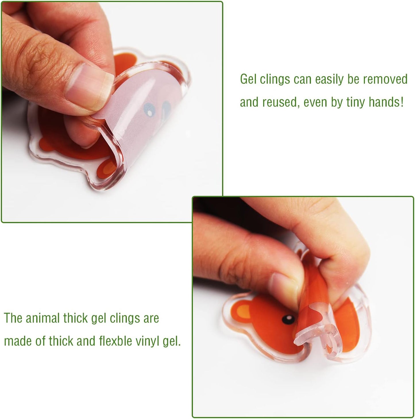 40 PCS Jungle animals Thick Gel Clings Winter Safari Window Gel Clings Decals Stickers for Kids Toddlers and Adults Home Airplane Classroom Nursery Winter Zoo Animals Party Supplies Decorations