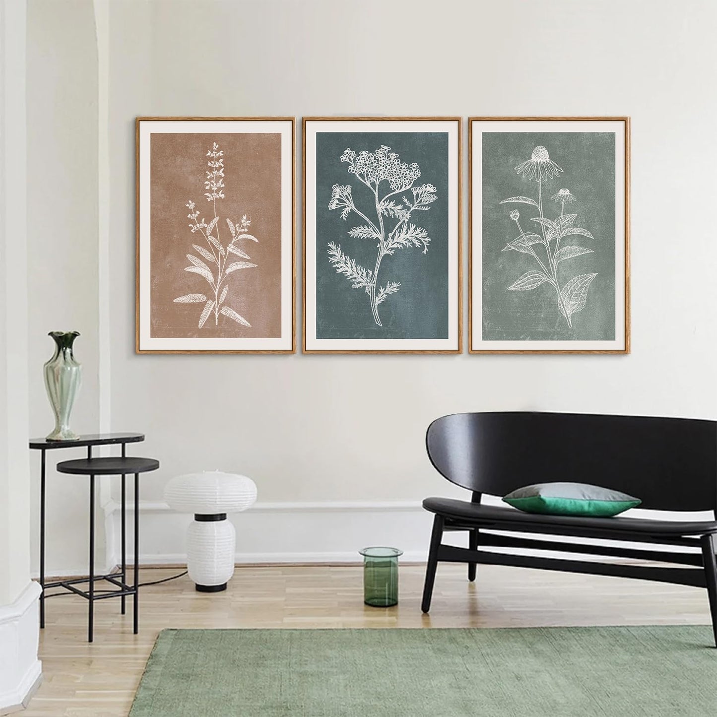 SIGNINART Neutral Botanical Framed Canvas Wall Art Set, Vintage Floral Wall Decor, Boho Minimalist Plant Wall Painting, Art Print for Farmhouse Living Room, Bedroom, Office, Bathroom 16"x24"x3
