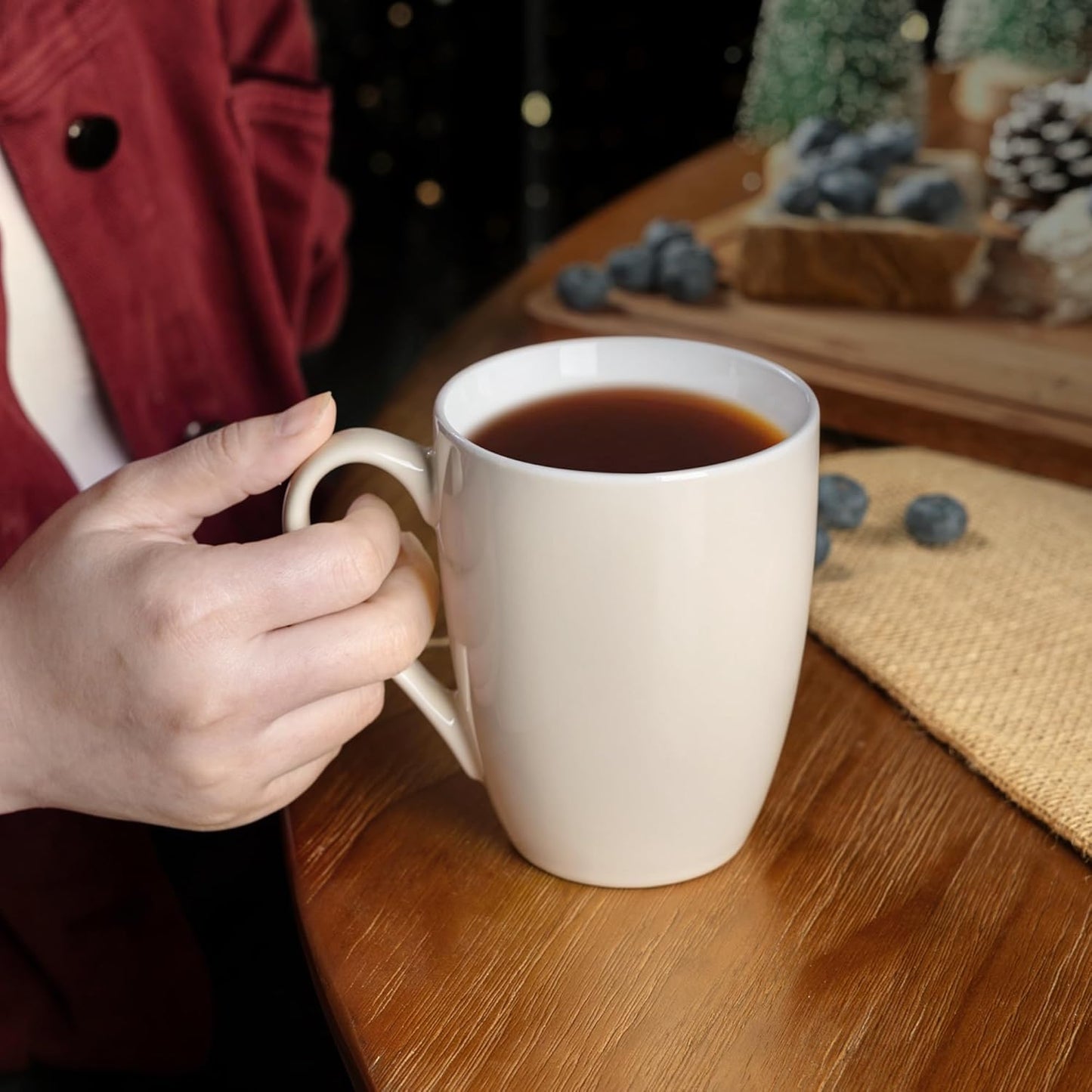 GBHOME 16oz Coffee Mugs Set of 6, Large Ceramic Coffee Mugs for Man, Woman, Dad, Mom, Modern Coffee Mugs Set with handle for Tea/Latte/Cappuccino/Milk/Cocoa. Dishwasher&Microwave Safe,Beige